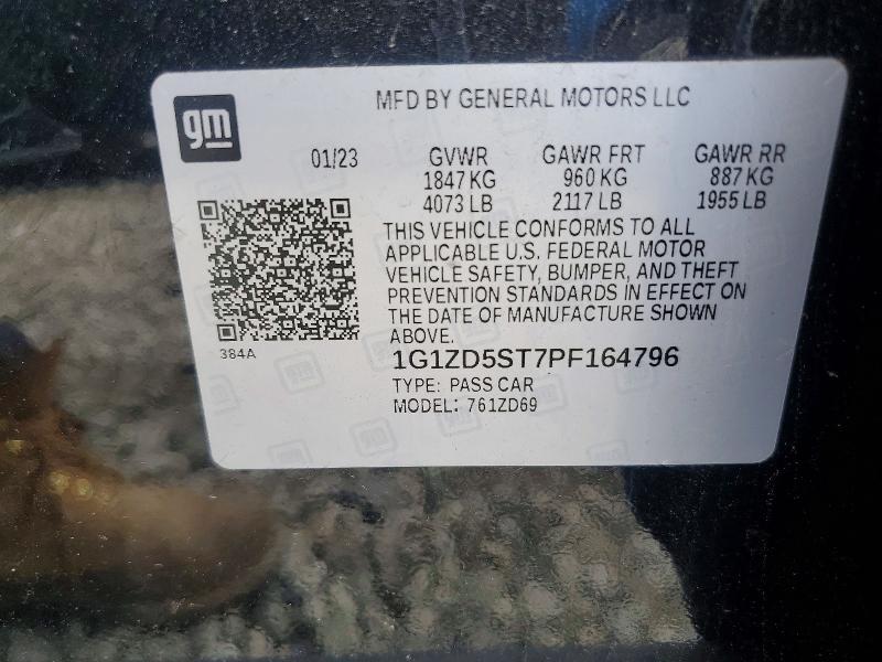 Aukcja sprzedaży 2023 Chevrolet Malibu, vin: 1G1ZD5ST7PF164796, numer aukcji: 62213656