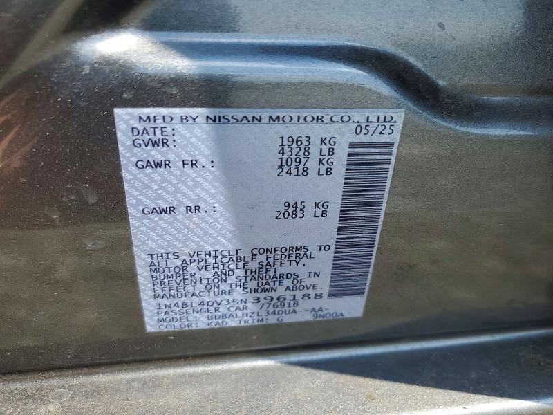 Продаж на аукціоні авто 2025 Nissan Altima, vin: 1N4BL4DV3SN396188, номер лоту: 60585366