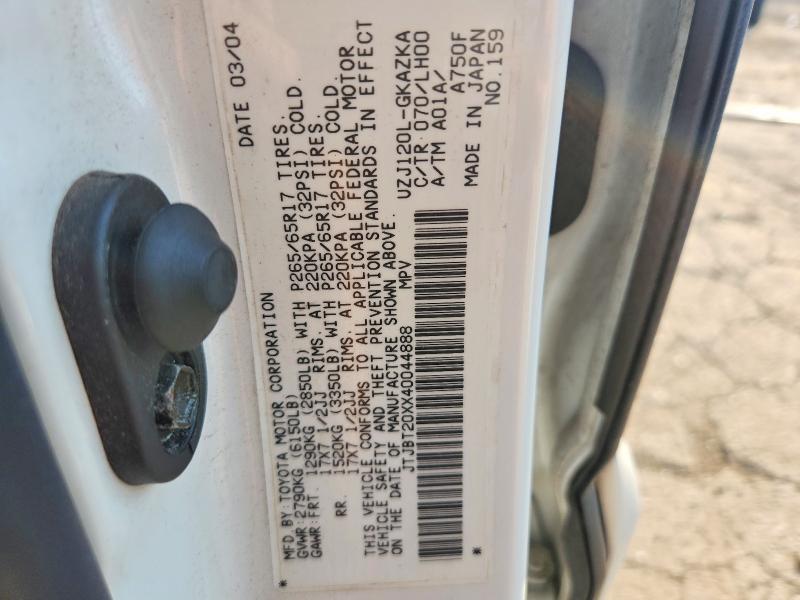 63494876 :رقم المزاد ، JTJBT20XX40044888 vin ، 2004 Lexus Gx مزاد بيع