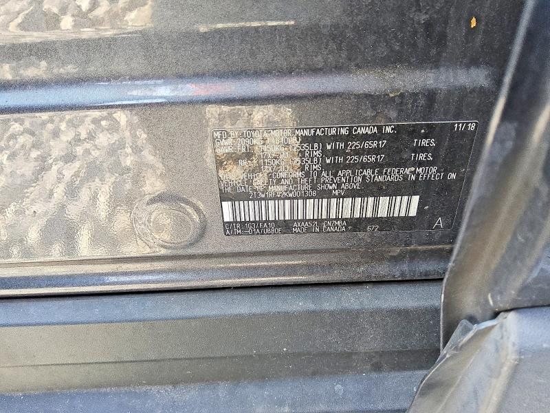 Aukcja sprzedaży 2019 Toyota Rav4, vin: 2T3W1RFV2KW001308, numer aukcji: 62795126