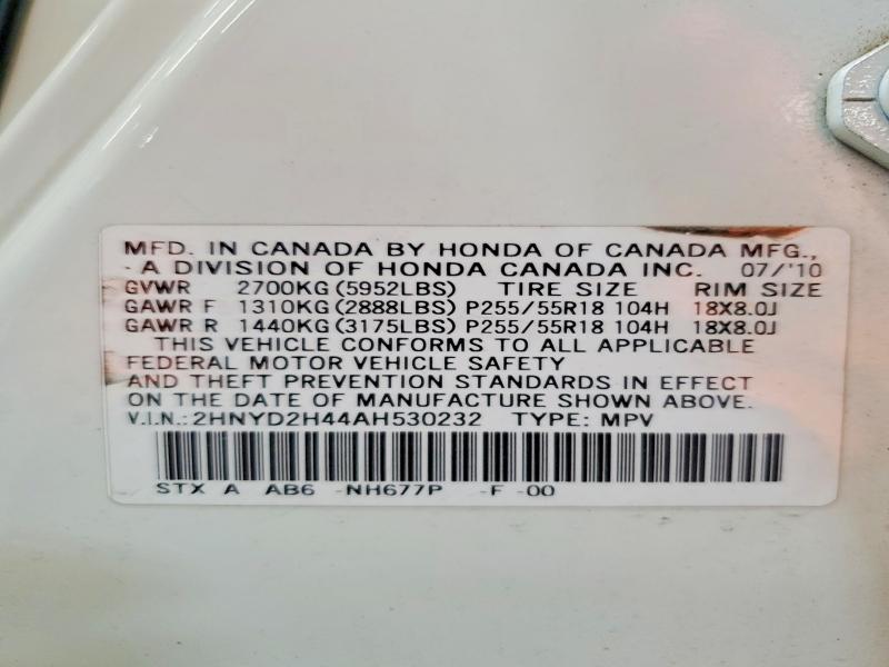 Продажа на аукционе авто 2010 Acura Mdx, vin: 2HNYD2H44AH530232, номер лота: 62422426