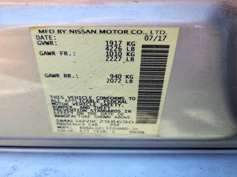 Продаж на аукціоні авто 2017 Nissan Altima, vin: 1N4AL3AP2HC298690, номер лоту: 61159846