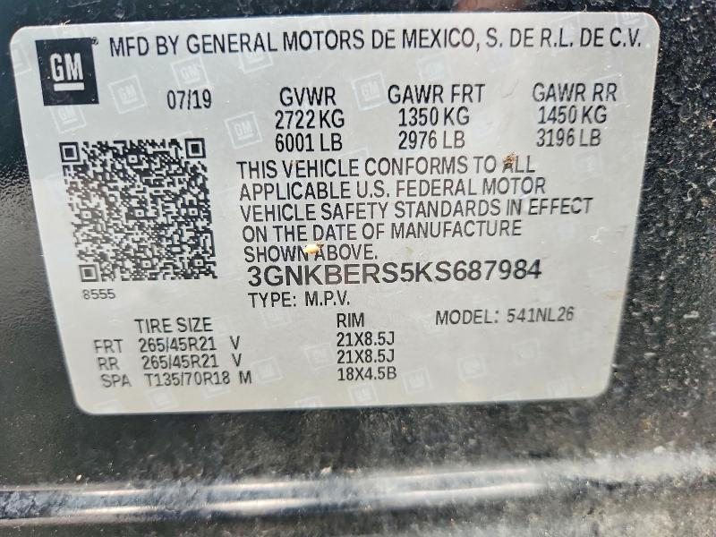 Aukcja sprzedaży 2019 Chevrolet Blazer, vin: 3GNKBERS5KS687984, numer aukcji: 61248156
