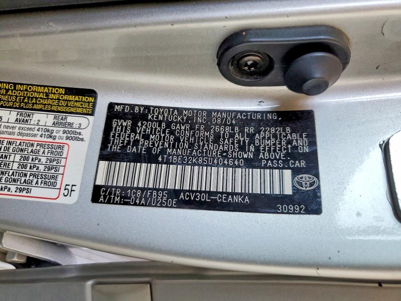 Aukcja sprzedaży 2005 Toyota Camry, vin: 4T1BE32K85U404640, numer aukcji: 62259756