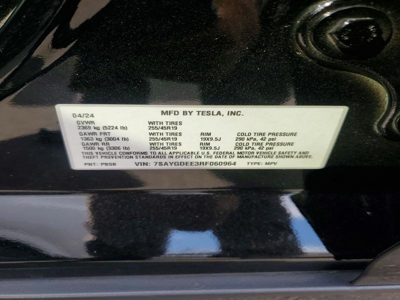 61804856 :رقم المزاد ، 7SAYGDEE3RF060964 vin ، 2024 Tesla Model Y مزاد بيع