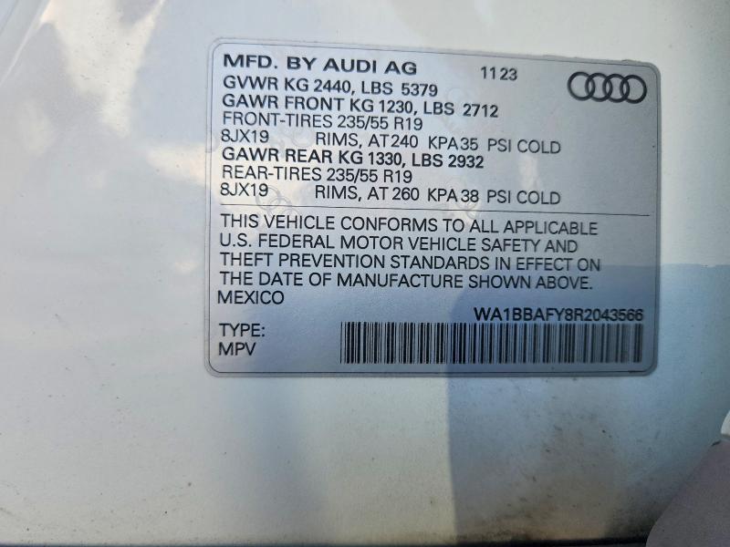Aukcja sprzedaży 2024 Audi Q5, vin: WA1BBAFY8R2043566, numer aukcji: 59072876