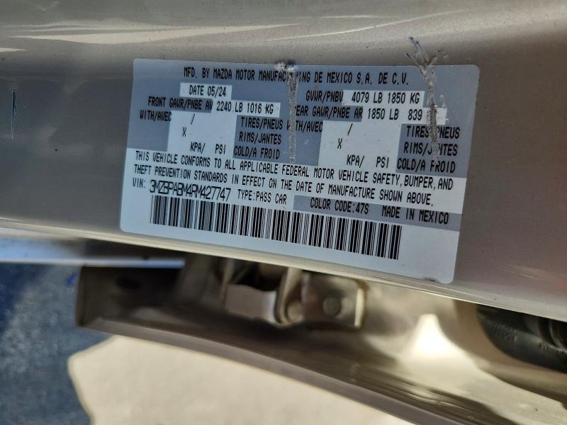Продаж на аукціоні авто 2024 Mazda 3, vin: 3MZBPABM4RM427747, номер лоту: 63474756