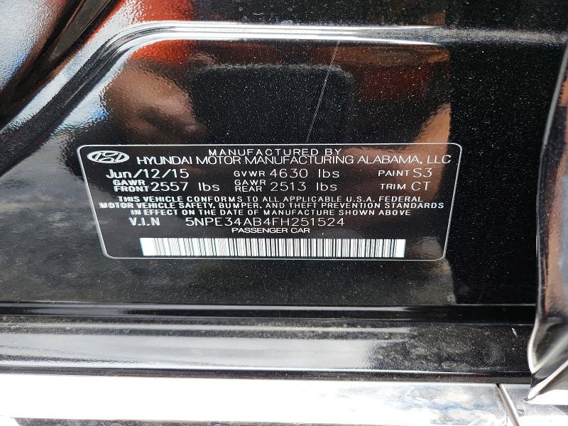 63318046 :رقم المزاد ، 5NPE34AB4FH251524 vin ، 2015 Hyundai Sonata مزاد بيع
