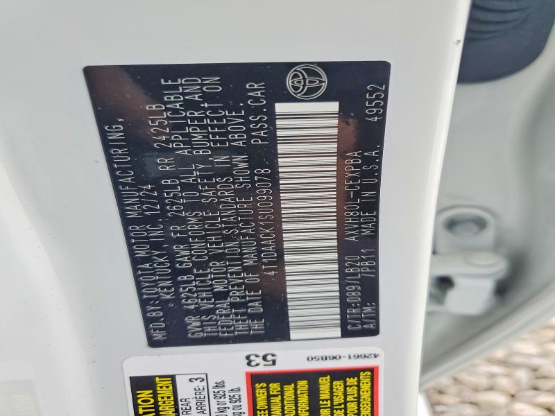 Auction sale of the 2025 Toyota Camry, vin: 4T1DAACK1SU099078, lot number: 60076896