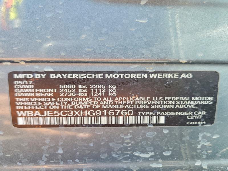 Продаж на аукціоні авто 2017 Bmw 540, vin: WBAJE5C3XHG916760, номер лоту: 63612516