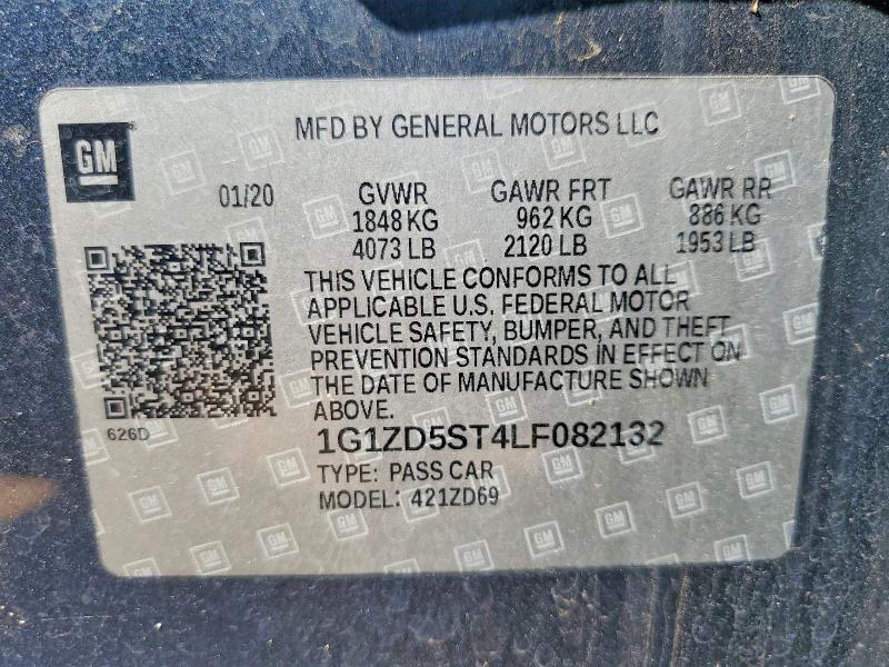 Aukcja sprzedaży 2020 Chevrolet Malibu, vin: 1G1ZD5ST4LF082132, numer aukcji: 60569996