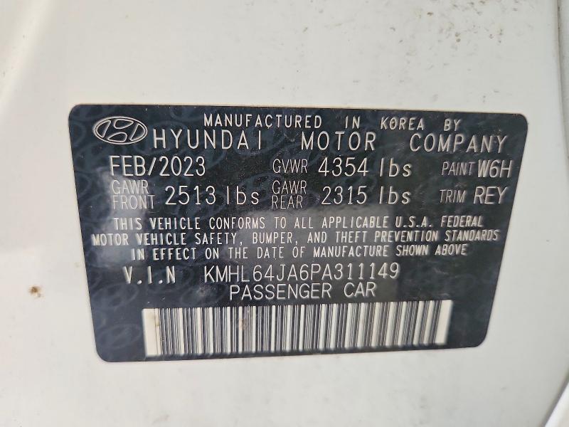 62996486 :رقم المزاد ، KMHL64JA6PA311149 vin ، 2023 Hyundai Sonata مزاد بيع