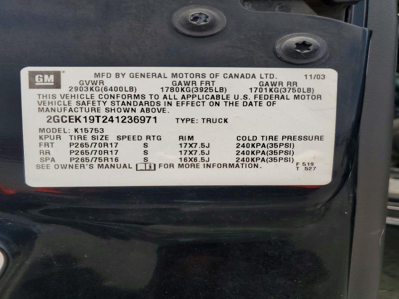 Продаж на аукціоні авто 2004 Chevrolet Silverado, vin: 2GCEK19T241236971, номер лоту: 62849606