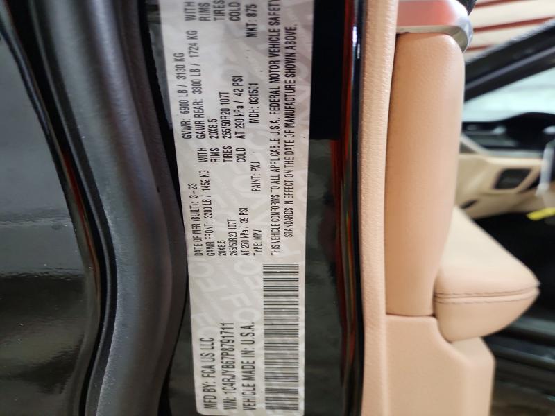 58638096 :رقم المزاد ، 1C4RJYB67P8791711 vin ، 2023 Jeep Grand Cherokee مزاد بيع