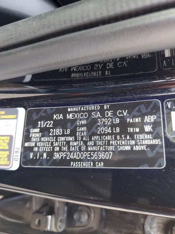 59721436 :رقم المزاد ، 3KPF24AD0PE569607 vin ، 2023 Kia Forte مزاد بيع