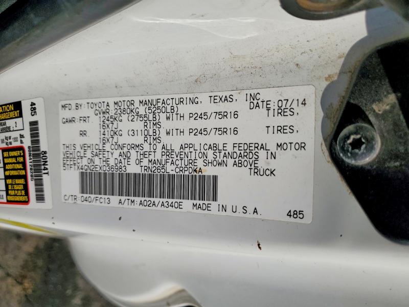Продажа на аукционе авто 2014 Toyota Tacoma, vin: 5TFTX4GN2EX036983, номер лота: 61001756