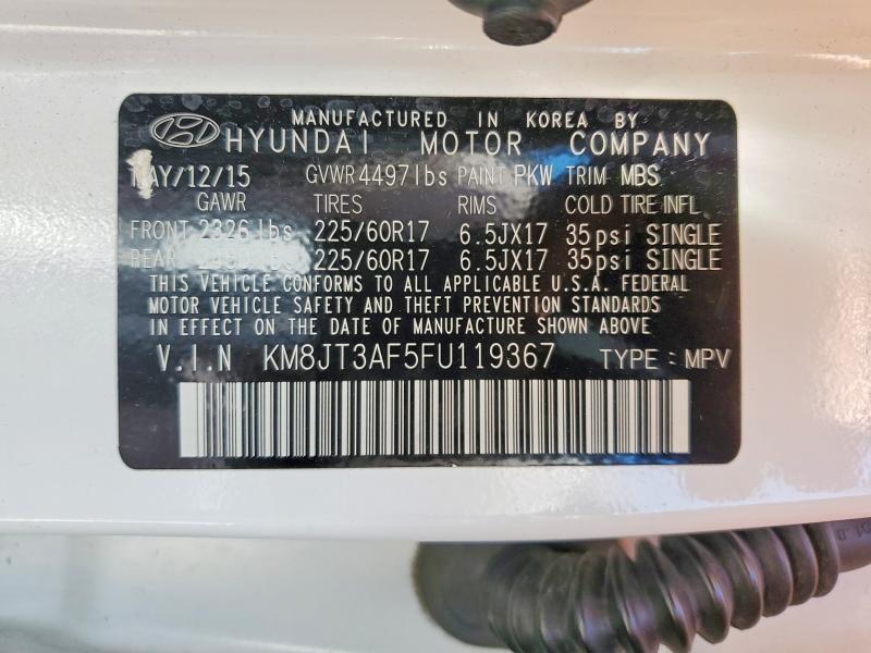 2015 Hyundai Tucson მანქანა იყიდება აუქციონზე, vin: KM8JT3AF5FU119367, აუქციონის ნომერი: 62601656