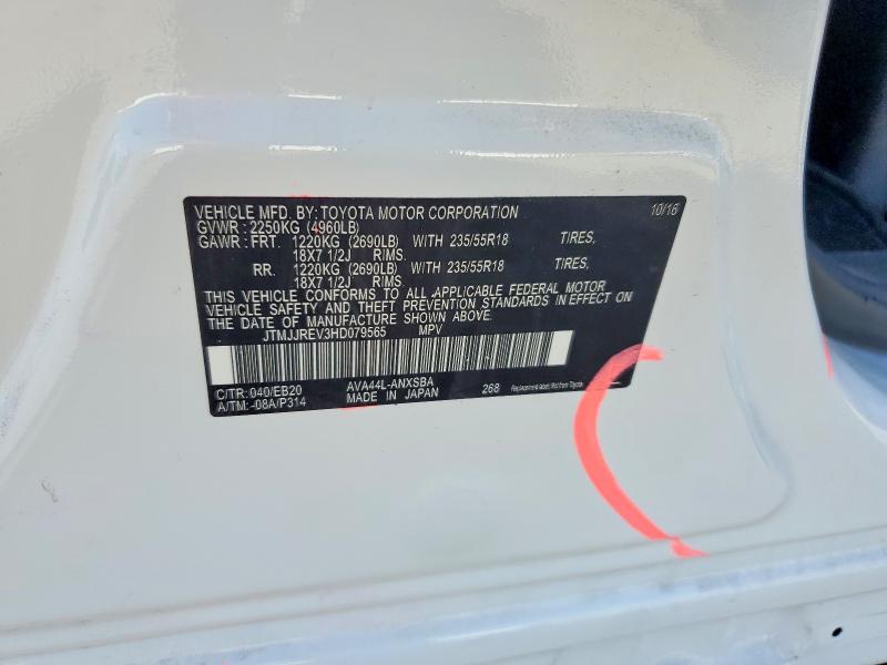 2017 Toyota Rav4 Hv მანქანა იყიდება აუქციონზე, vin: JTMJJREV3HD079565, აუქციონის ნომერი: 62124436