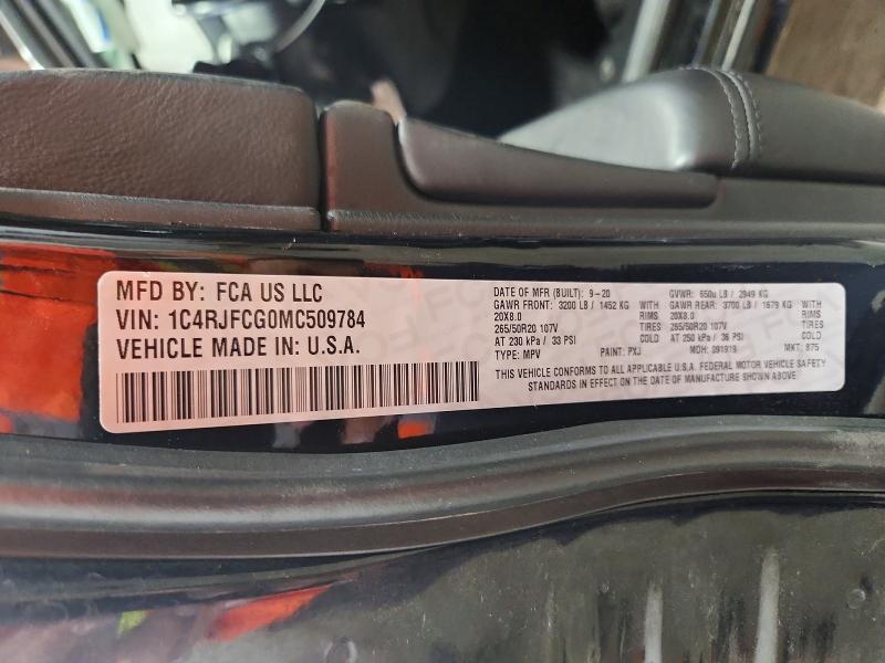 Продажа на аукционе авто 2021 Jeep Grand Cherokee, vin: 1C4RJFCG0MC509784, номер лота: 62844206
