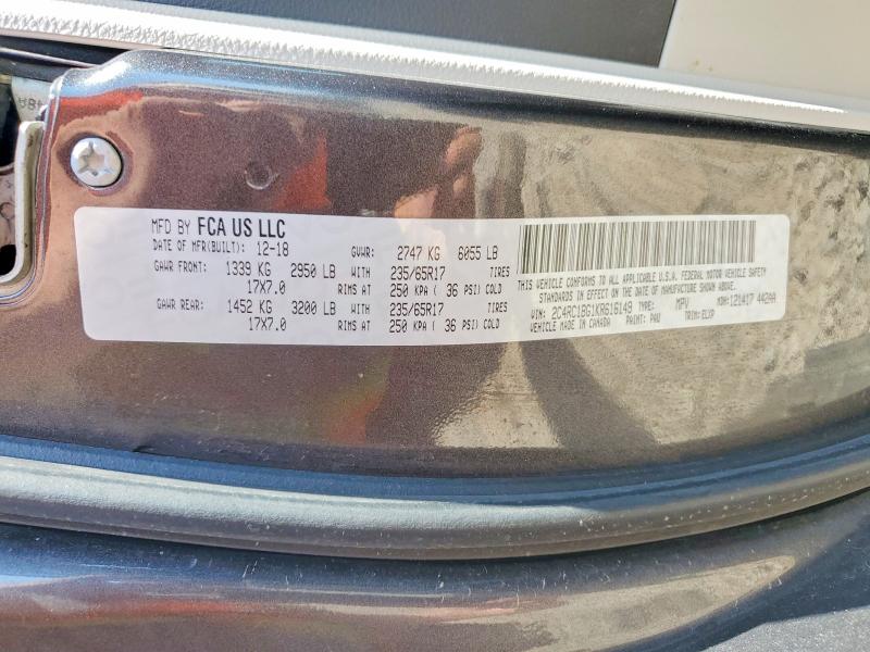 Aukcja sprzedaży 2019 Chrysler Pacifica, vin: 2C4RC1BG1KR616149, numer aukcji: 60809696