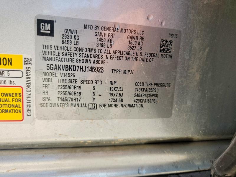 Продаж на аукціоні авто 2017 Buick Enclave, vin: 5GAKVBKD7HJ145923, номер лоту: 62469236