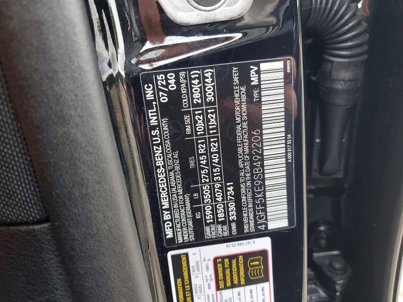 2025 Mercedes-benz Gls მანქანა იყიდება აუქციონზე, vin: 4JGFF5KE9SB492206, აუქციონის ნომერი: 62443216