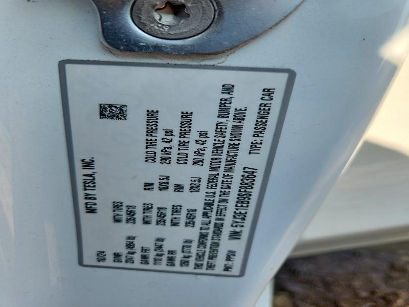 Aukcja sprzedaży 2025 Tesla Model 3, vin: 5YJ3E1EB9SF883647, numer aukcji: 63010286