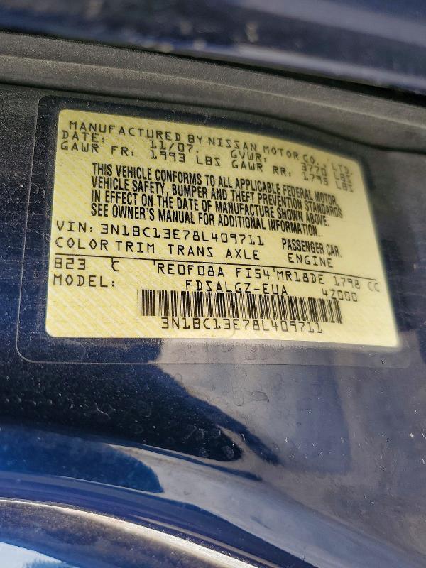 Продаж на аукціоні авто 2008 Nissan Versa, vin: 3N1BC13E78L409711, номер лоту: 60744816