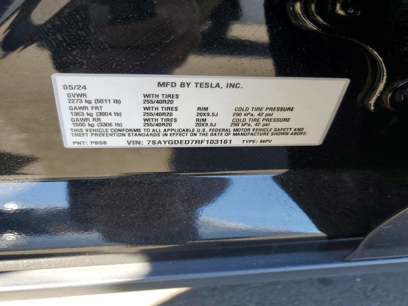 59714636 :رقم المزاد ، 7SAYGDED7RF103161 vin ، 2024 Tesla Model Y مزاد بيع