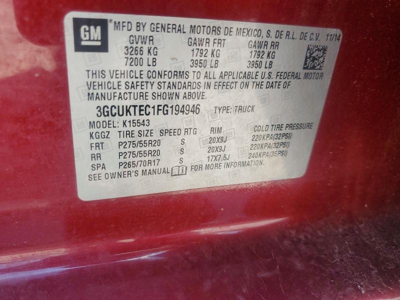 Продажа на аукционе авто 2015 Chevrolet Silverado, vin: 3GCUKTEC1FG194946, номер лота: 59721316