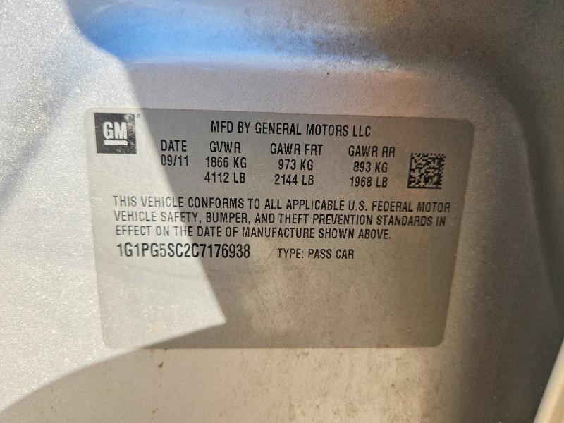 61438496 :رقم المزاد ، 1G1PG5SC2C7176938 vin ، 2012 Chevrolet Cruze مزاد بيع