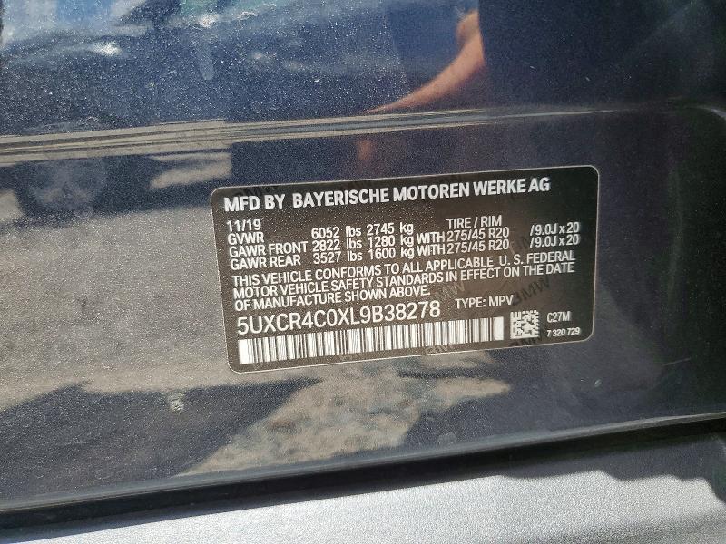 56446276 :رقم المزاد ، 5UXCR4C0XL9B38278 vin ، 2020 Bmw X5 مزاد بيع