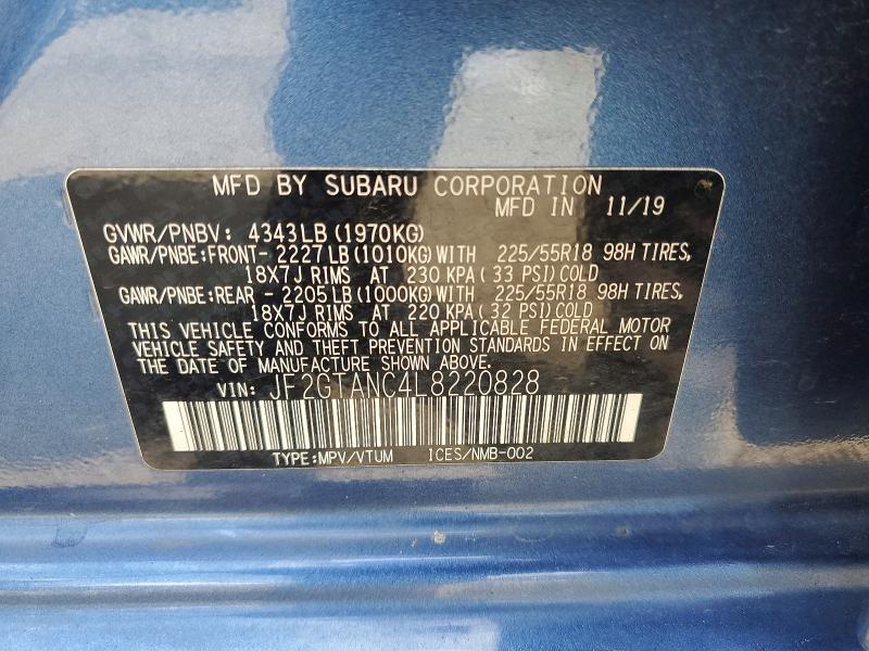 61024676 :رقم المزاد ، JF2GTANC4L8220828 vin ، 2020 Subaru Crosstrek مزاد بيع