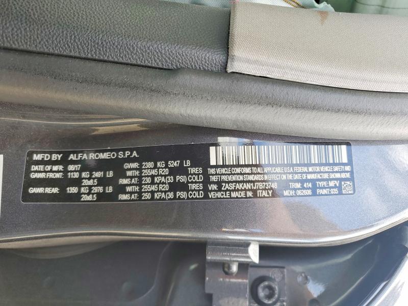 Продаж на аукціоні авто 2018 Alfa Romeo Stelvio, vin: ZASFAKAN1J7B73748, номер лоту: 62029096