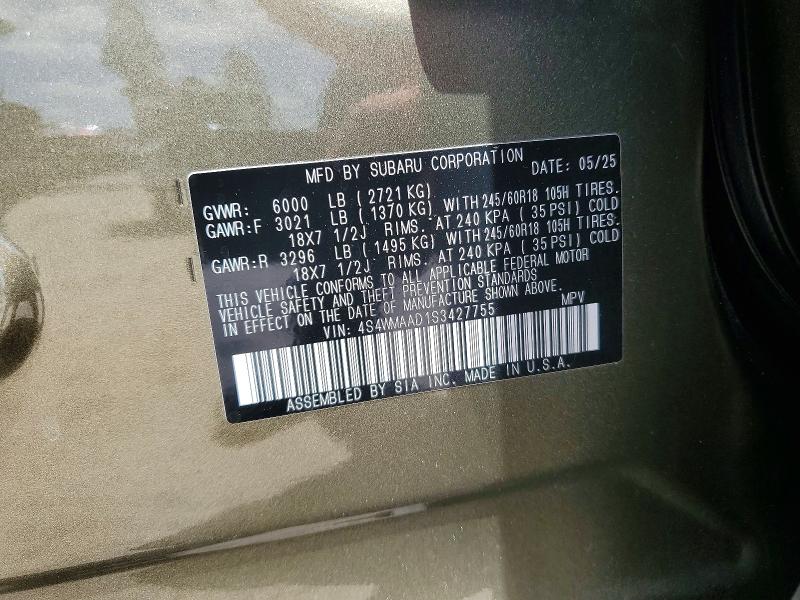 58807736 :رقم المزاد ، 4S4WMAAD1S3427755 vin ، 2025 Subaru Ascent مزاد بيع