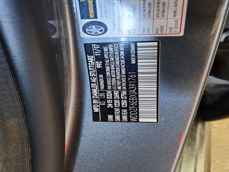 60858286 :رقم المزاد ، WDDZF6EBXJA391761 vin ، 2018 Mercedes-benz E مزاد بيع