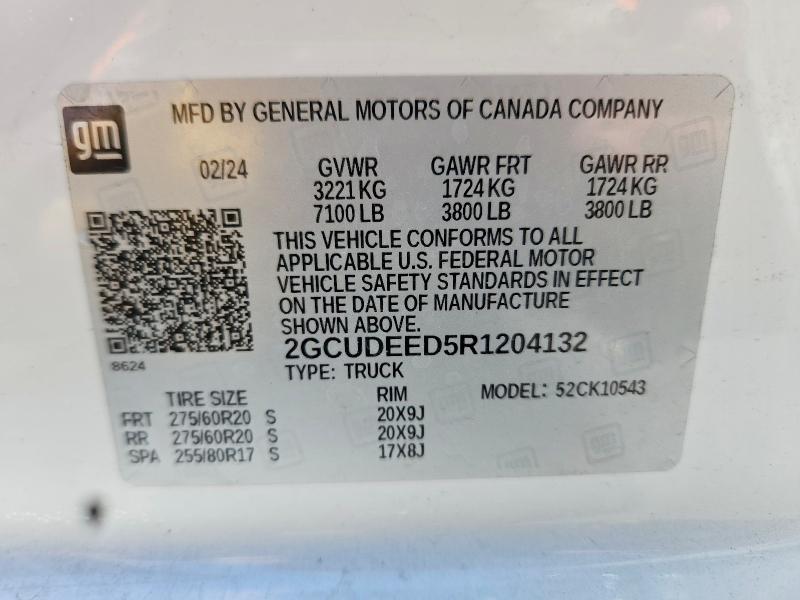 Aukcja sprzedaży 2024 Chevrolet Silverado, vin: 2GCUDEED5R1204132, numer aukcji: 60060276