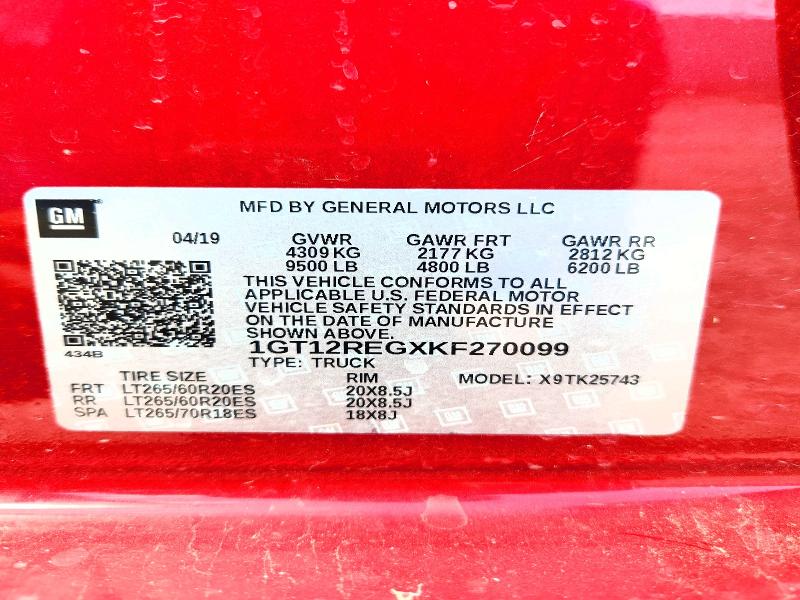 Продажа на аукционе авто 2019 Gmc Sierra, vin: 1GT12REGXKF270099, номер лота: 62128006