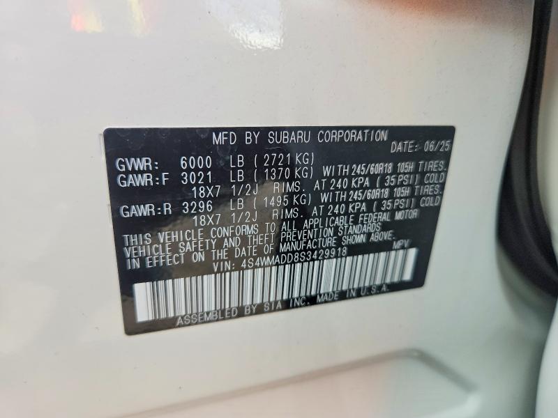 Продажа на аукционе авто 2025 Subaru Ascent, vin: 4S4WMADD8S3429918, номер лота: 60165496
