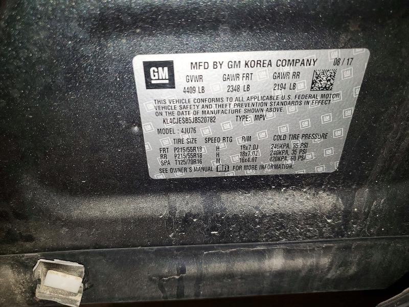61492586 :رقم المزاد ، KL4CJESB5JB520782 vin ، 2018 Buick Encore مزاد بيع