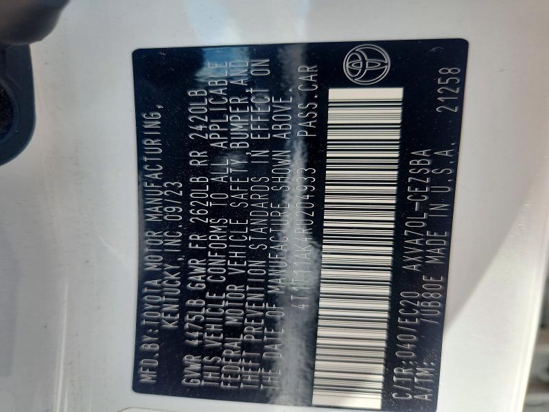 2024 Toyota Camry მანქანა იყიდება აუქციონზე, vin: 4T1T11AK4RU204933, აუქციონის ნომერი: 59785046