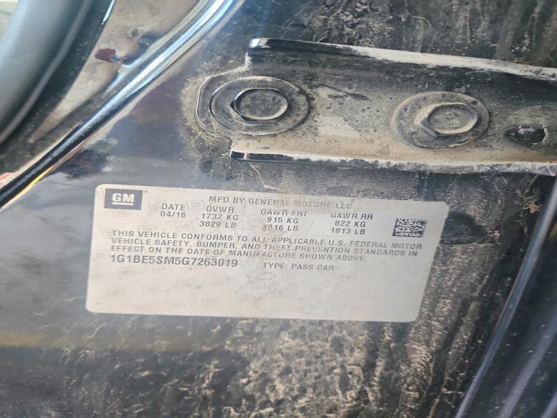 2016 Chevrolet Cruze მანქანა იყიდება აუქციონზე, vin: 1G1BE5SM5G7263019, აუქციონის ნომერი: 59916326