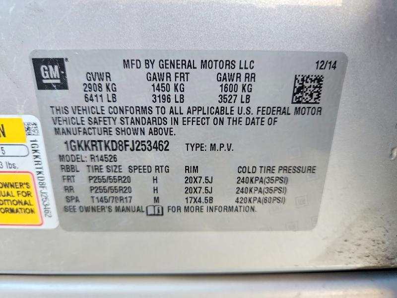 Продажа на аукционе авто 2015 Gmc Acadia, vin: 1GKKRTKD8FJ253462, номер лота: 60841286