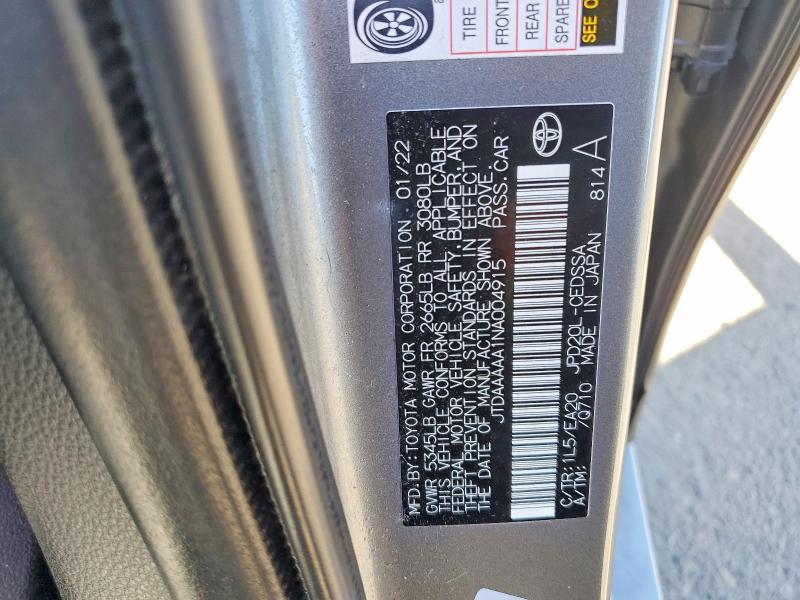 Aukcja sprzedaży 2022 Toyota Mirai, vin: JTDAAAAA1NA004915, numer aukcji: 60844746
