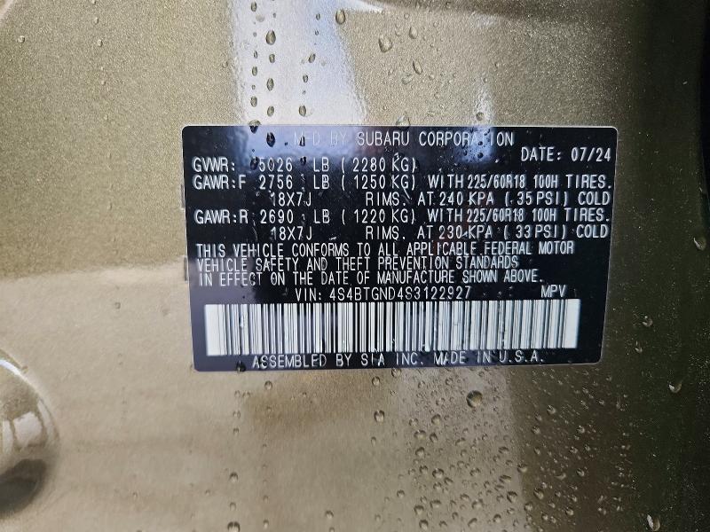 Продажа на аукционе авто 2025 Subaru Outback, vin: 4S4BTGND4S3122927, номер лота: 60481066