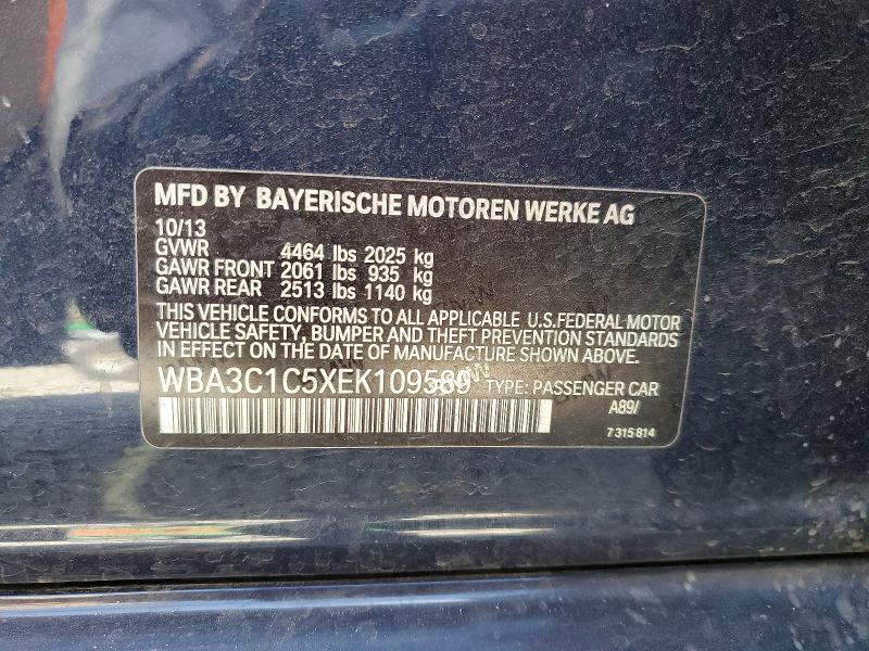 59716096 :رقم المزاد ، WBA3C1C5XEK109589 vin ، 2014 Bmw 328 مزاد بيع