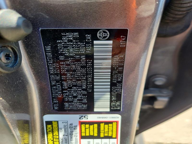 Aukcja sprzedaży 2020 Toyota Camry, vin: 4T1G11AK8LU357842, numer aukcji: 60032336