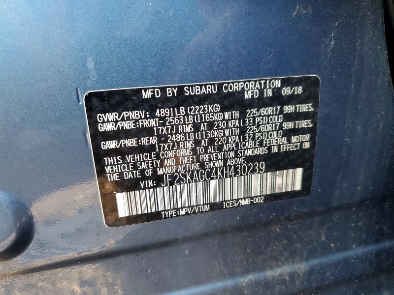 Aukcja sprzedaży 2019 Subaru Forester, vin: JF2SKAGC4KH430239, numer aukcji: 61904706