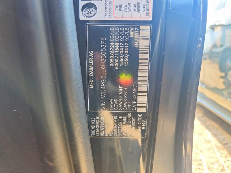 60591676 :رقم المزاد ، WD4PG2EE9H3305376 vin ، 2017 Mercedes-benz Metris مزاد بيع