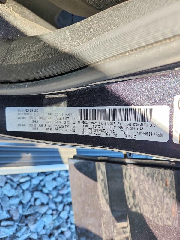Продаж на аукціоні авто 2019 Ram 1500, vin: 1C6SRFDT7KN865826, номер лоту: 61152156